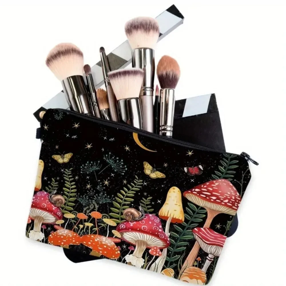 Mushroom village cosmetic bag travel pouch